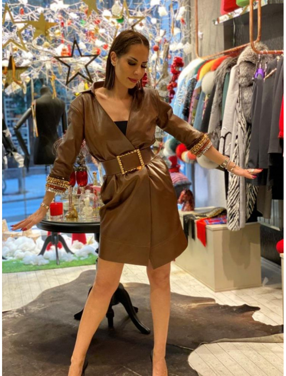 Brown Leather Dress